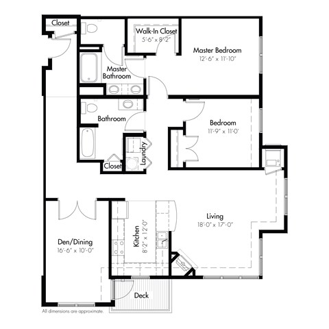 A floor plan of a house with a living room, kitchen, and two bedrooms.